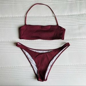 VS Pink Ribbed Burgundy Bikini